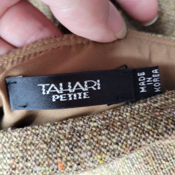 Tahari Skirt 100% Wool Tweed Aline Academia Grunge Golden Multicolor Fleck 12P - Picture 11 of 13
